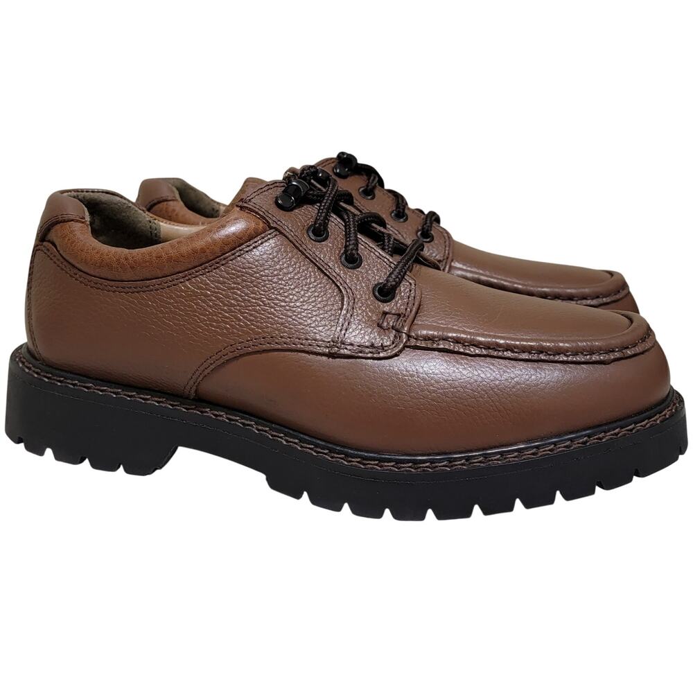 Dockers Men Glacier Moc Toe Derby Oxfords Size US 12W Dark Tan Brown Leather